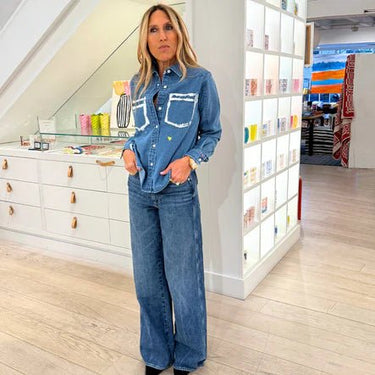 Kerri Rosenthal Pia Western Studio Shirt in True Denim