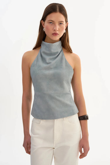 Lamarque Alva Halterneck Top in Distressed Blue