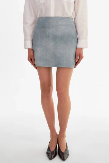 Lamarque Jorden Suede Mini Skirt in Distressed Blue