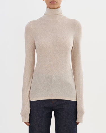 Lamarque Long Sleeve Turtleneck in Heather Beige