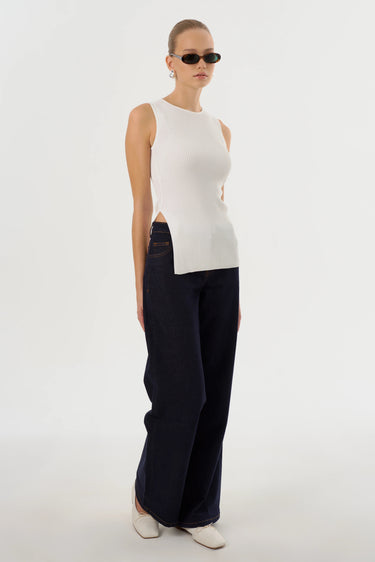 Lamarque Milou Rib Knit Sleeveless Top in Off White - Estilo Boutique