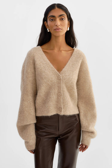 Lamarque Minnie Knit Cardigan in Heather Beige