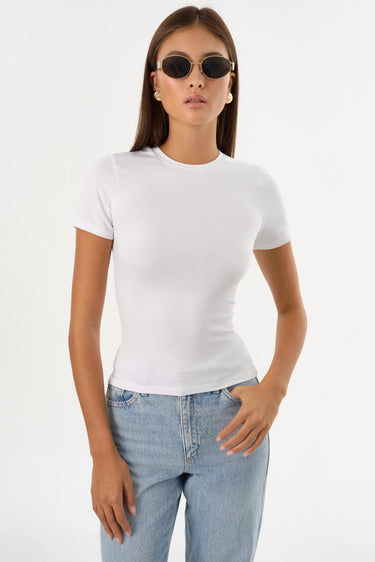 Lamarque Moa Jersey Tee in White - Estilo Boutique