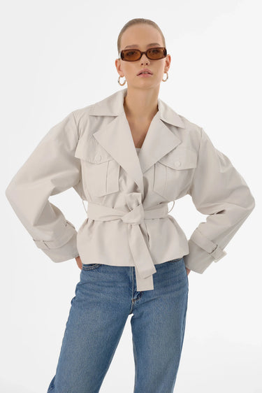 Lamarque Quinn Cropped Trench Coat in Whisper White