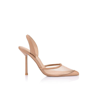 Lana Wilkinson Harley Heel in Beige Mesh - Estilo Boutique