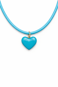 Lauren Amble Designs Aqua Cord Heart Necklace with Aqua Heart