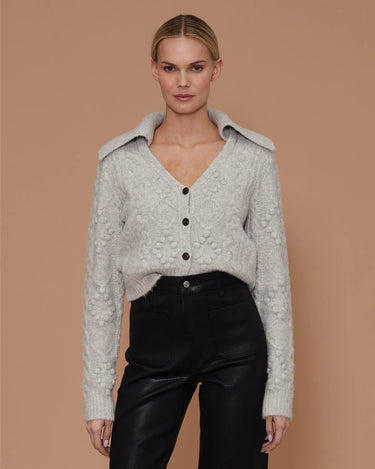 Le Jean Cable Knit Cardigan in Heather Grey - Estilo Boutique