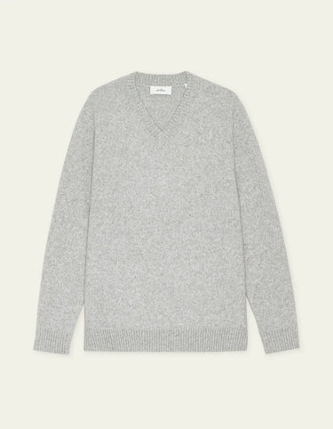 Les Deux Melange V-Neck Knit in Grey Melange