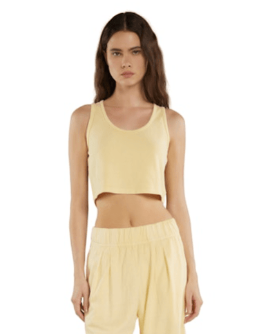 Les Tien Kerry Crop Tank in Washed Butter