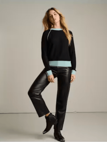 Lisa Todd Stitchin' Cotton Cashmere Sweater in Black