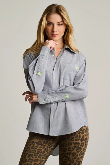 Lisa Todd Stripe It To Me Button Up Shirt in Black White