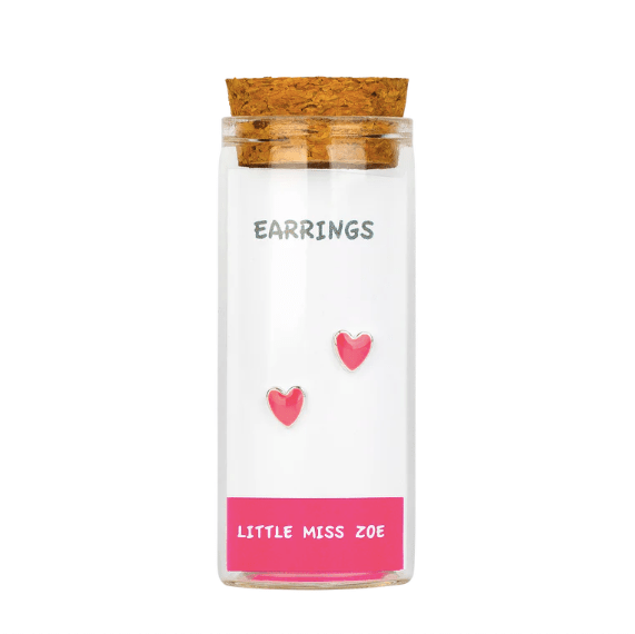 Little Miss Zoe Heart Earrings in Pink - Estilo Boutique