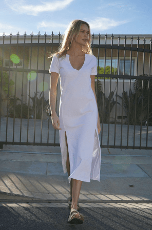 LNA Easy Tee Slub Dress in White - Estilo Boutique