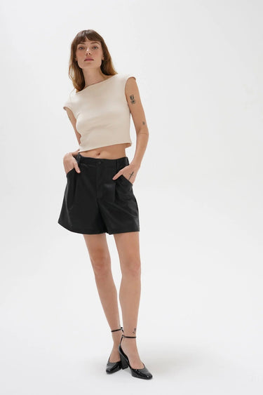 LNA Perle Ribbed Top in Bone - Estilo Boutique