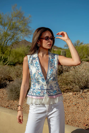 Love the Label Kaye Vest in Greta Scarf Print
