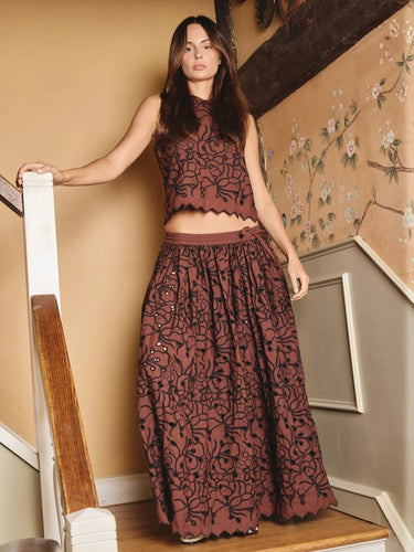 Love the Label Lielle Top in Brownstone Embroidery