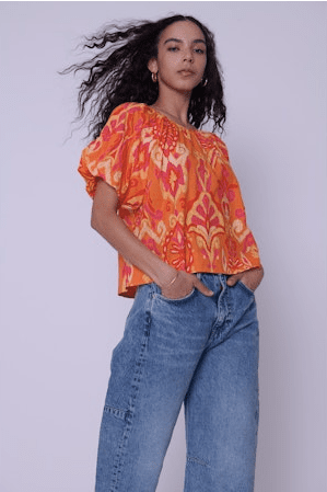 Love the Label Maeve Top in Glided Ikat Print