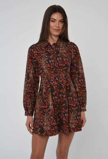 Love The Label Marta Long Sleeve Mini Dress in Harlequin Print