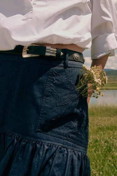 Marie Oliver Sophie Denim Skirt in Indigofera