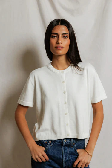 Perfect White Tee Maude Cardigan in White