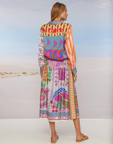 Me369 Evelyn Mixed Print Shirt in Rangoli