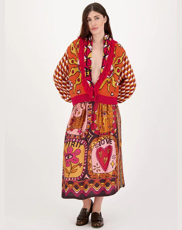 Me369 Vanessa Printed Midi Skirt in Sunset