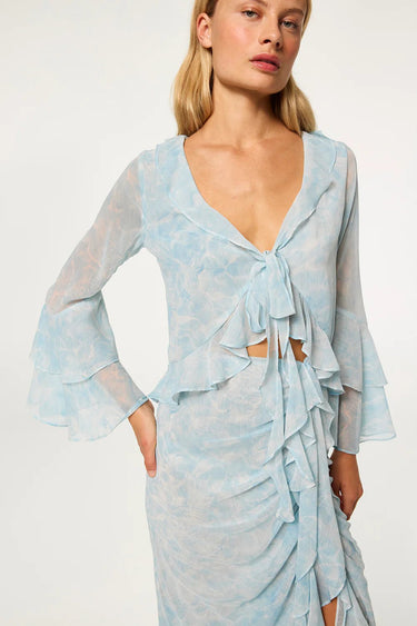 Misa Ceria Top in Acqua Blue Chiffon - Estilo Boutique