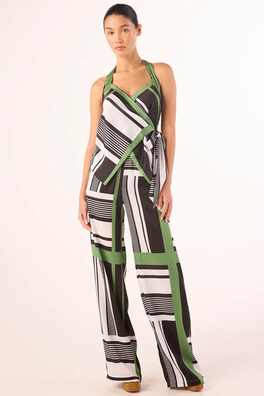 Misa Ione Halter Wrap Top in Geo Stipe