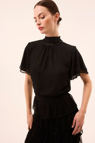 Misa Kaye Top in Black Viscose