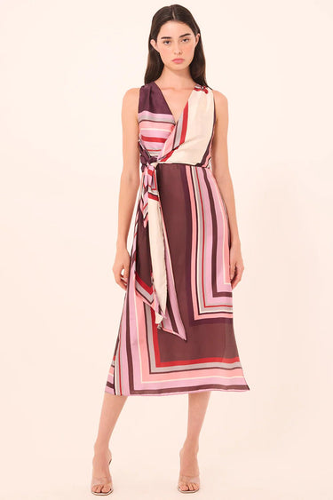 Misa Kina Dress in Chocolate Geo Stripe
