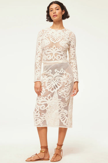 Misa Kord Skirt in Embroidered Mesh - Estilo Boutique