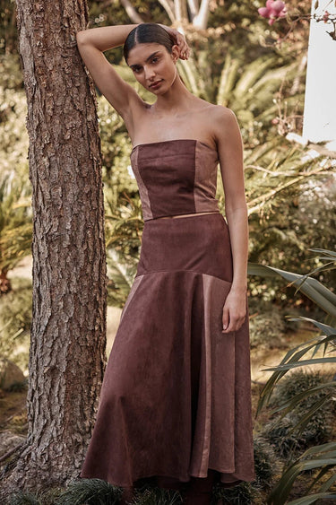 Misa Lenore Skirt in Faux Suede Mix