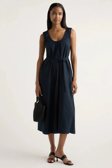 Modern Citizen Midori Organic Cotton U-Neck Dress in Navy