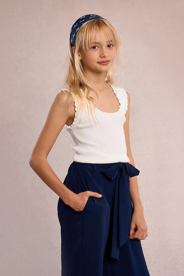 Molly Bracken Girls Knitted Tank in Off White