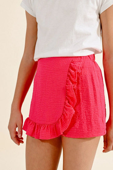 Molly Bracken High-Waisted Chiffon Shorts in Fuchsia - Estilo Boutique