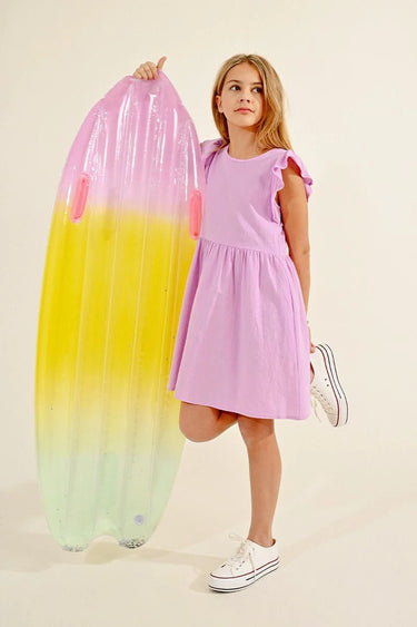 Molly Bracken Ruffled Armhole Dress in Lilac - Estilo Boutique