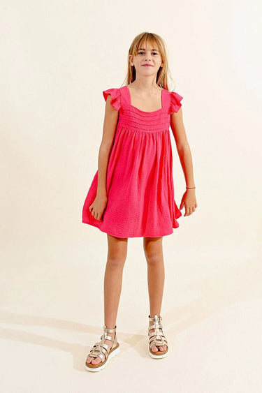 Molly Bracken Square Neck Dress in Fuchsia - Estilo Boutique