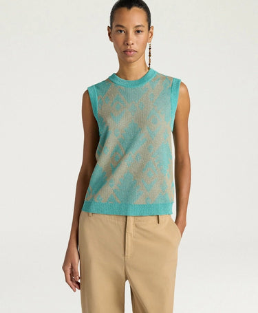 Momoni Veta Top in Aquamarine Gold