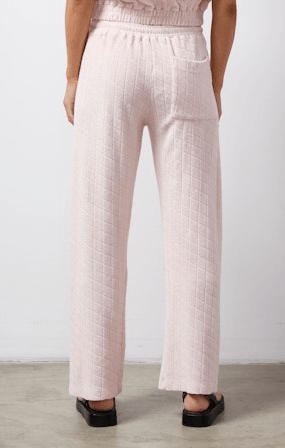 Monrow Diamond Terry Cloth Crop Pant in Pink Pearl - Estilo Boutique