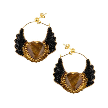 Nahua Ani Hoops in Black Lizard Tiger Eyes