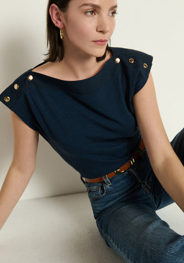 Nation Brooks Boatneck Top in Night Sky