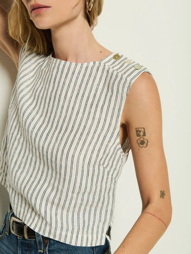 Nation Cara Tank in Linen Stripe - Estilo Boutique