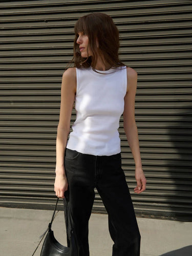 Nation Joan Sleeveless Mock Neck in White