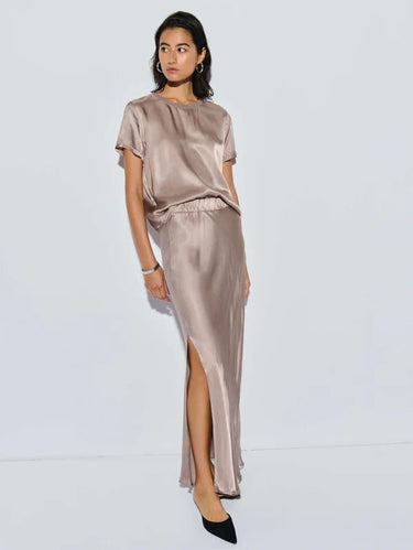 Nation Maribel Bias Skirt in Mushroom - Estilo Boutique