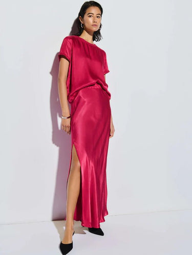Nation Maribel Bias Skirt in Raspberry Jam - Estilo Boutique