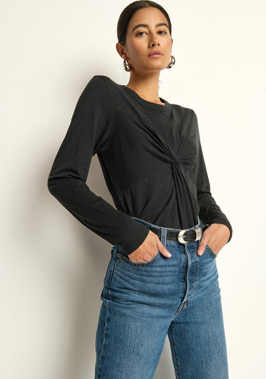 Nation Marion Twist Front Tee in Jet Black