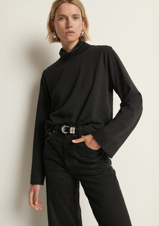 Nation Neo Mock Neck T-Shirt in Jet Black