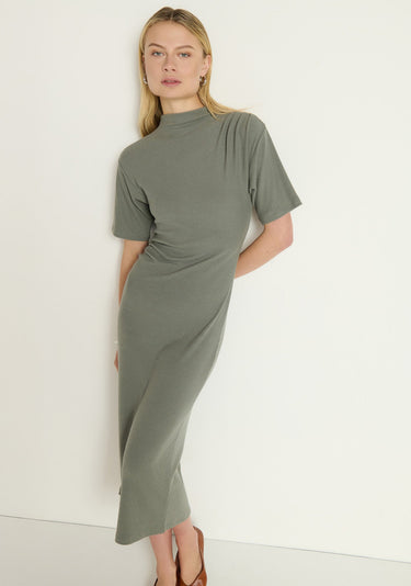 Nation Rebecca Mock Neck Dress in Castor Grey