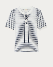 Nation Reeve Lace Up Tee in Freehand Stripe - Estilo Boutique