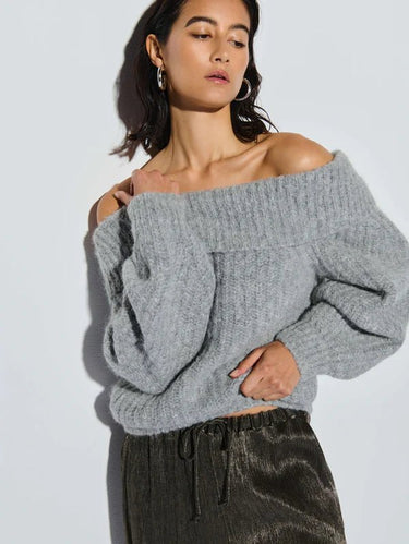 Nation Serena Off Shoulder Sweater in Dove - Estilo Boutique